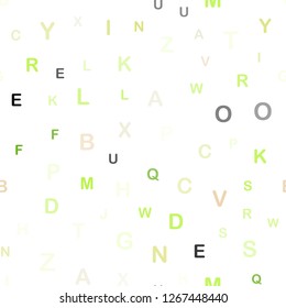 Light Green, Red vector seamless template with isolated letters. Abstract illustration with colored latin alphabet. Pattern for trendy fabric, wallpapers.