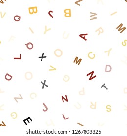 Light Green, Red vector seamless background with signs of alphabet. Blurred design in simple style with signs of alphabet. Design for textile, fabric, wallpapers.