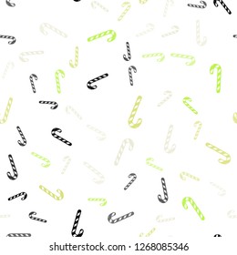 Light Green, Red vector seamless texture with xmas sweets, candies.