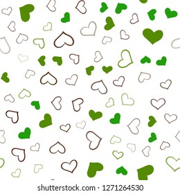 Light Green, Red vector seamless background with hearts. Illustration with hearts in love concept for valentine's day. Template for Valentine's greeting postcards.