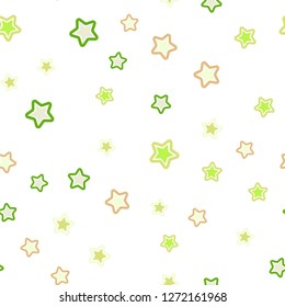 Light Green, Red vector seamless cover with small and big stars. Blurred decorative design in simple style with stars. Template for business cards, websites.
