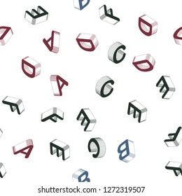 Light Green, Red vector seamless template with 3D isolated letters. Shining colorful 3D illustration with isolated letters. Pattern for design of fabric, wallpapers.
