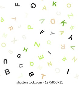 Light Green, Red vector seamless background with signs of alphabet. Modern geometrical illustration with ABC english symbols. Pattern for trendy fabric, wallpapers.