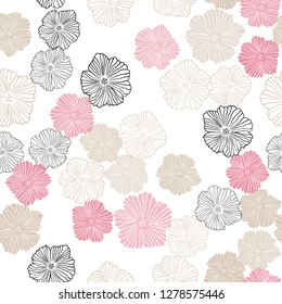 Light Green, Red vector seamless abstract background with flowers. Decorative design of flowers on white background. Pattern for trendy fabric, wallpapers.
