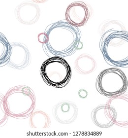 Light Green, Red vector seamless layout with circle shapes. Modern abstract illustration with colorful water drops. Design for textile, fabric, wallpapers.
