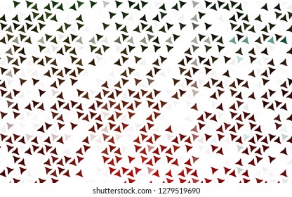 Light Green, Red vector seamless backdrop with lines, triangles. Triangles on abstract background with colorful gradient. Trendy design for wallpaper, fabric makers.