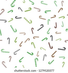 Light Green, Red vector seamless layout with christmas sweet desserts.