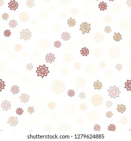 Light Green, Red vector seamless texture with colored snowflakes. Decorative shining illustration with snow on abstract template. Pattern for design of fabric, wallpapers.