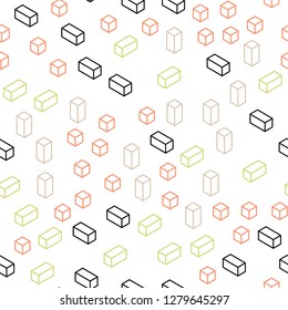 Light Green, Red vector seamless, isometric pattern in square style. Modern abstract illustration with colorful rectangles. Pattern for design of fabric, wallpapers.