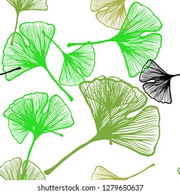 Light Green, Red vector seamless natural background with leaves. Doodle illustration of leaves in Origami style with gradient. Pattern for trendy fabric, wallpapers.