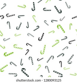 Light Green, Red vector seamless texture with xmas sweets, candies.