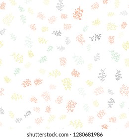 Light Green, Red vector seamless doodle texture with leaves, branches. Leaves, branches in natural style on white background. Pattern for design of window blinds, curtains.