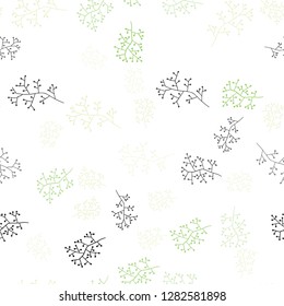 Light Green, Red vector seamless natural pattern with branches. Decorative design in Indian style on white background. Template for business cards, websites.