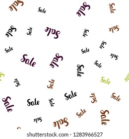 Light Green, Red vector seamless background with words of sales. Colorful set of  percentage signs in simple style. Design for business ads, commercials.