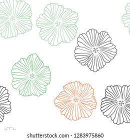 Light Green, Red vector seamless natural pattern with flowers. Sketchy doodle flowers on white background. Design for wallpaper, fabric makers.