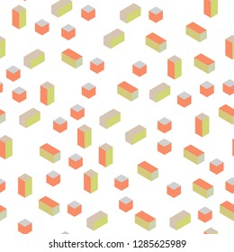 Light Green, Red vector seamless, isometric layout with lines, rectangles. Modern abstract illustration with colorful rectangles. Texture for window blinds, curtains.