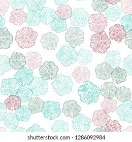 Light Green, Red vector seamless abstract design with flowers. Glitter abstract illustration with flowers. Template for business cards, websites.