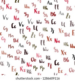 Light Green, Red vector seamless pattern with ABC symbols. Shining illustration with ABC symbols on abstract template. Design for textile, fabric, wallpapers.