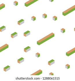 Light Green, Red vector seamless, isometric cover in polygonal style. Decorative design in abstract style with rectangles. Pattern for trendy fabric, wallpapers.