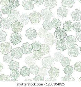Light Green, Red vector seamless abstract design with flowers. Colorful illustration in doodle style with flowers. Pattern for design of fabric, wallpapers.