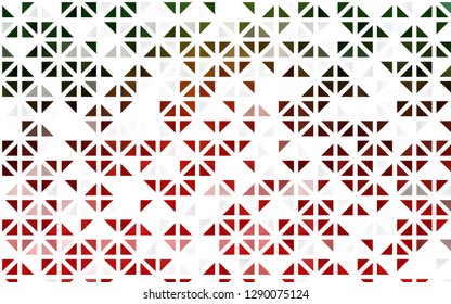 Light Green, Red vector seamless template with crystals, triangles. Illustration with set of colorful triangles. Trendy design for wallpaper, fabric makers.