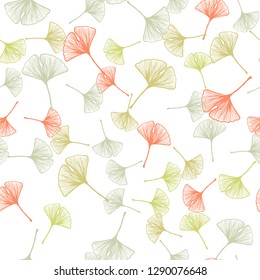 Light Green, Red vector seamless doodle backdrop with leaves. A vague abstract illustration with leaves in doodles style. Template for business cards, websites.