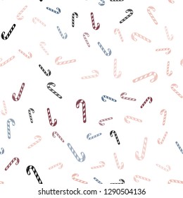 Light Green, Red vector seamless template with sweet christmas sticks.