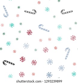 Light Green, Red vector seamless background with tasty xmas sweets.
