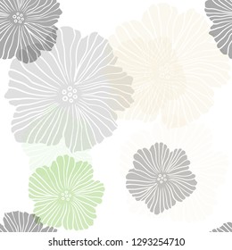 Light Green, Red vector seamless doodle pattern with flowers. Creative illustration in blurred style with flowers. Design for textile, fabric, wallpapers.