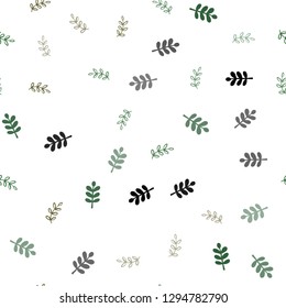 Light Green, Red vector seamless abstract background with leaves. Glitter abstract illustration with doodles and leaves. Pattern for trendy fabric, wallpapers.