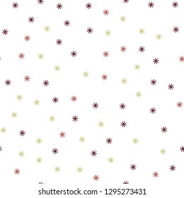 Light Green, Red vector seamless template with ice snowflakes. Modern geometrical abstract illustration with snowflakes. Texture for window blinds, curtains.