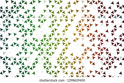 Light Green, Red vector seamless background with triangles. Glitter abstract illustration with triangular shapes. Pattern for design of fabric, wallpapers.