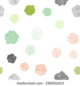 Light Green, Red vector seamless abstract design with flowers. Shining colored illustration with flowers. Pattern for design of fabric, wallpapers.