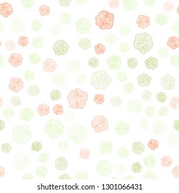Light Green, Red vector seamless doodle pattern with flowers. Creative illustration in blurred style with flowers. Template for business cards, websites.