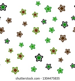 Light Green, Red vector seamless pattern with christmas stars. Modern geometrical abstract illustration with stars. Pattern for trendy fabric, wallpapers.