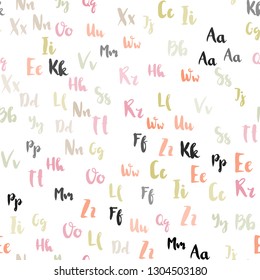 Light Green, Red vector seamless background with signs of alphabet. Blurred design in simple style with signs of alphabet. Pattern for trendy fabric, wallpapers.
