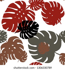 Light Green, Red vector seamless elegant background with leaves. Brand new colored illustration in blurry style with leaves. Pattern for design of fabric, wallpapers.