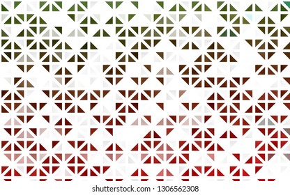 Light Green, Red vector seamless texture in triangular style. Triangles on abstract background with colorful gradient. Pattern for design of window blinds, curtains.