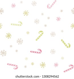 Light Green, Red vector seamless background with tasty xmas sweets.