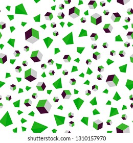Light Green, Red vector seamless, isometric backdrop with lines, rhombus. Decorative design in abstract style with lines, cubes. Texture for window blinds, curtains.