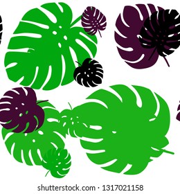 Light Green, Red vector seamless elegant pattern with leaves. Colorful illustration in doodle style with leaves. Template for business cards, websites.