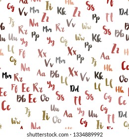 Light Green, Red vector seamless background with signs of alphabet. Blurred design in simple style with signs of alphabet. Pattern for trendy fabric, wallpapers.