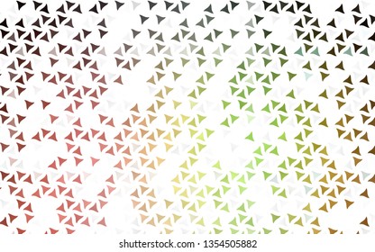 Light Green, Red vector seamless backdrop with lines, triangles. Illustration with set of colorful triangles. Design for textile, fabric, wallpapers.