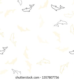 Light Green, Red vector seamless texture with dolphins. Decorative design in natural style with sea dolphins. Pattern for wildlife ad, booklets.