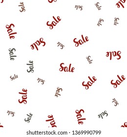 Light Green, Red vector seamless background with words of sales. Shining colorful illustration with isolated selling prices. Backdrop for super sales on Black Friday.