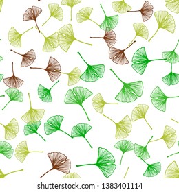 Light Green, Red vector seamless doodle background with leaves. Blurred decorative design in Indian style with leaves. Template for business cards, websites.