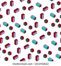 Light Green, Red vector seamless, isometric layout with lines, rectangles. Illustration with set of colorful rectangles. Template for business cards, websites.