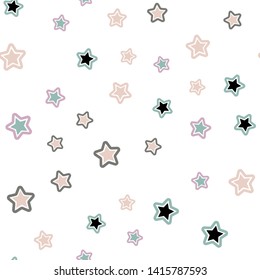 Light Green, Red vector seamless background with colored stars. Shining colored illustration with stars. Texture for window blinds, curtains.