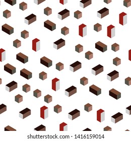Light Green, Red vector seamless, isometric texture in rectangular style. Abstract gradient illustration with rectangles. Pattern for trendy fabric, wallpapers.