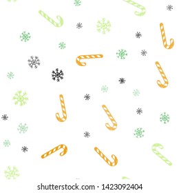 Light Green, Red vector seamless pattern with delicious xmas candies.